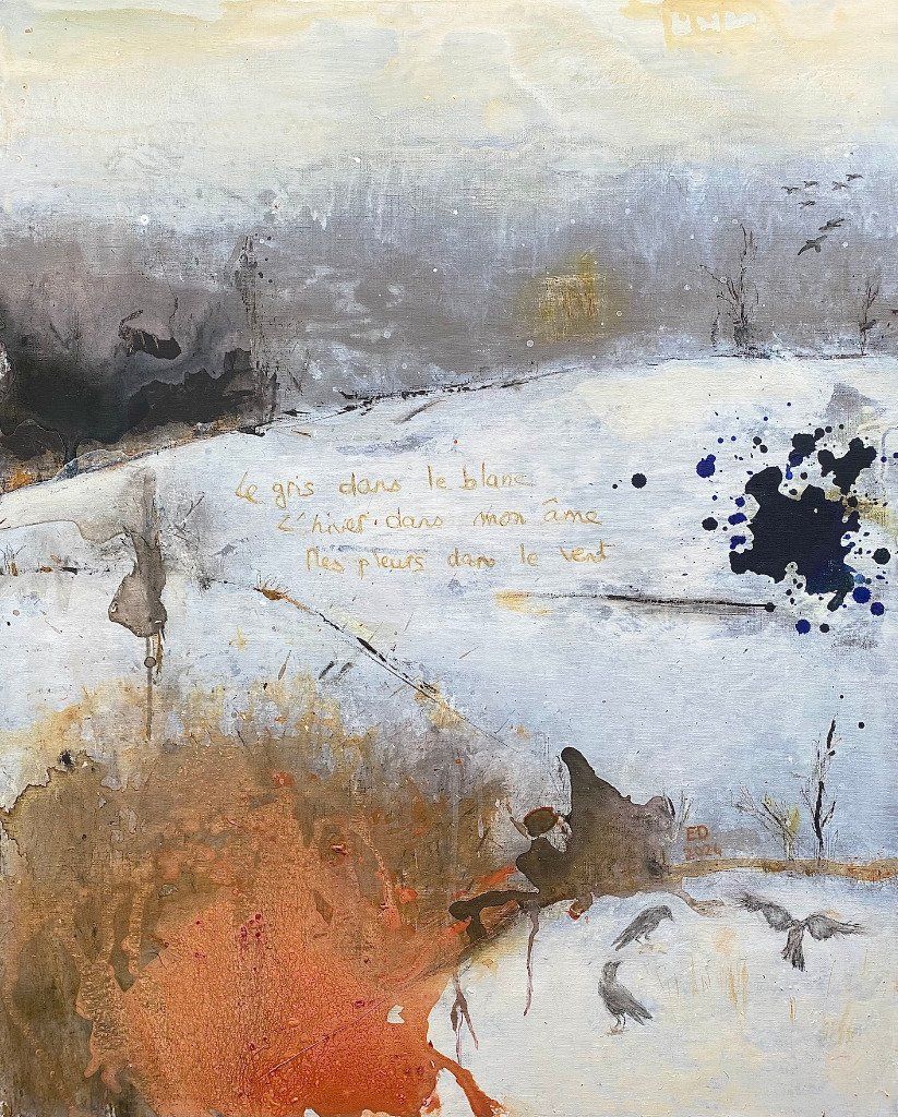 "L'hiver dans mon âme", acrylique sur toile, 80x100 cm, 2024